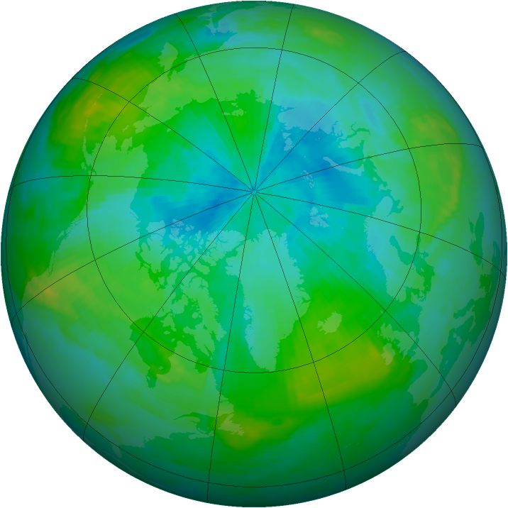 Arctic ozone map for 22 August 1992